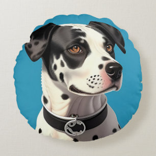Elegant Dalmatian Dog Pet Lover Home Accent Round Cushion