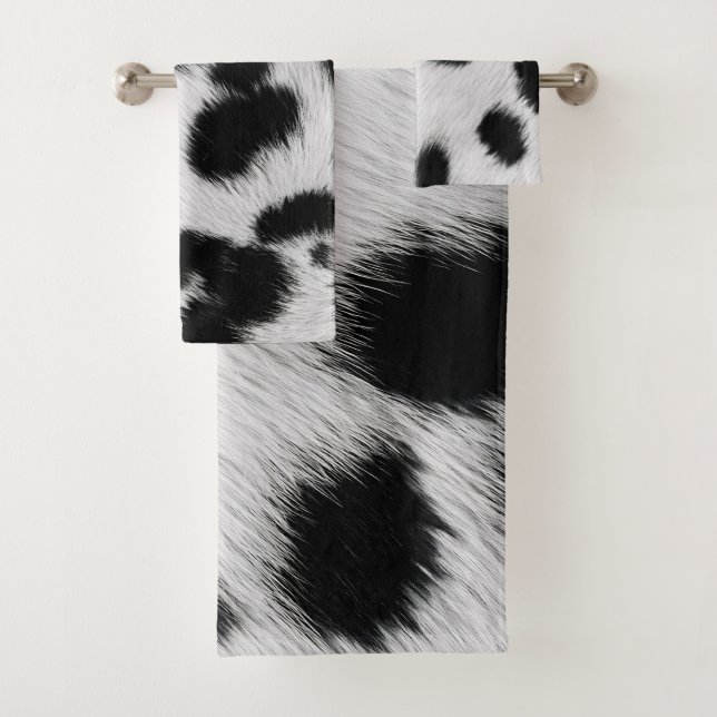 Elegant Dalmatian Faux Fur Pattern Poster Bath Towel Set (Insitu)