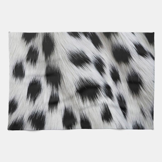 Elegant Dalmatian Faux Fur Pattern Poster Tea Towel (Horizontal)