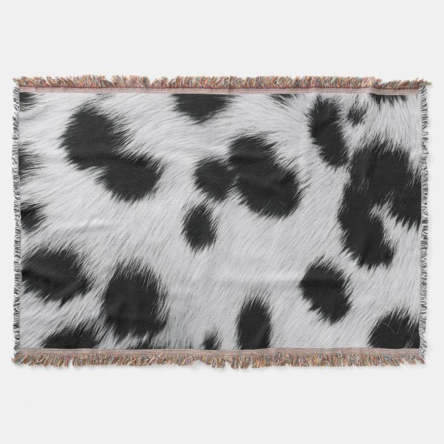 Elegant Dalmatian Faux Fur Pattern Poster Throw Blanket (Front)