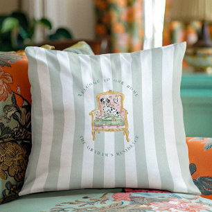 Elegant Dalmatian   Personalised Monogram Welcome Cushion