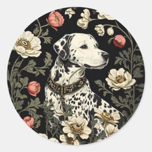 Elegant Dalmatian William Morris Inspired Classic Round Sticker