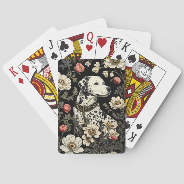 Elegant Dalmatian William Morris Inspired Playing Cards (Back)