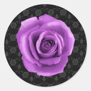 Elegant Damask and Purple Rose Sticker