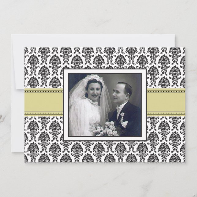 Elegant Damask Anniversary Party Invitation (Front)