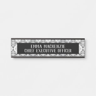 Elegant Damask Art Deco Name Plate - Door Sign