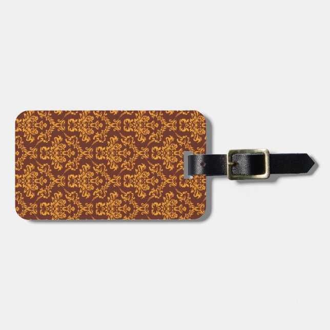 Elegant Damask Art Deco Pattern Luggage Tag (Front Horizontal)