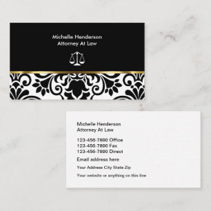 Elegant Damask Attorney Business Card