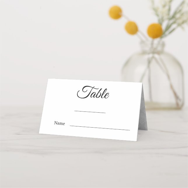 Elegant Damask Black and White Wedding Place Card (Front)