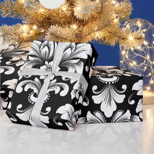 Elegant Damask black and white wrapping paper roll