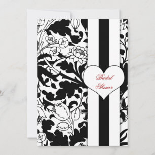 elegant damask black&white bridal shower invite