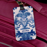 Elegant damask Blue toile de jouy monogram Luggage Tag<br><div class="desc">Elegant vintage Blue toile de jouy monogram Luggage Tag. Beautiful seamless toile de jouy pattern Blue on white background.Toile prints are an all time rage at the moment, this is an elegant and ornate vintage toile de jouy featuring exotic damask pattern, a fun style that is currently trending for home...</div>