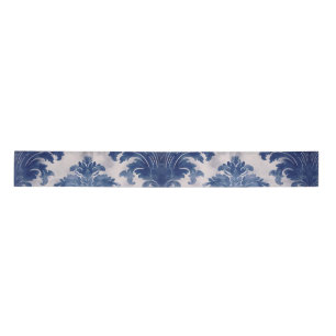 Elegant damask Blue toile de jouy monogram Satin Ribbon