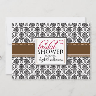 Elegant Damask Bridal Shower Invitation (brown)