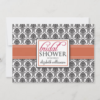 Elegant Damask Bridal Shower Invitation (coral)