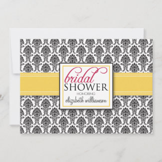 Elegant Damask Bridal Shower Invitation (lemon)