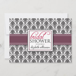 Elegant Damask Bridal Shower Invitation (plum)