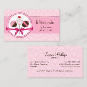 Elegant Damask Cake Pops Bakery Business Card