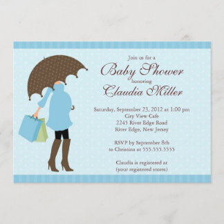 Elegant Damask Carriage Boy Baby Shower Invitation