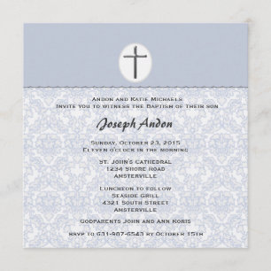 Elegant Damask Collection Blue Invitation