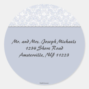 Elegant Damask Collection Blue Sticker