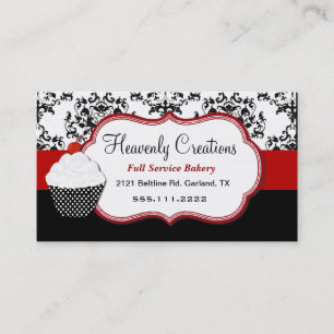 Elegant Damask Cupcake Bakery Business Card