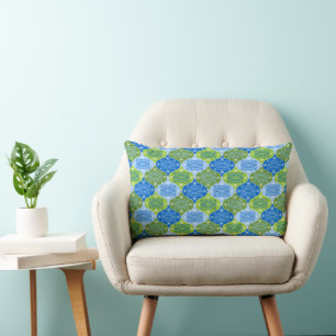 Elegant Damask Decorative Pattern Lumbar Cushion