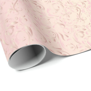 Elegant Damask Design   Rose Pink Wrapping Paper
