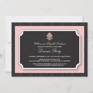 Elegant Damask Dinner Party Invitation (pink)