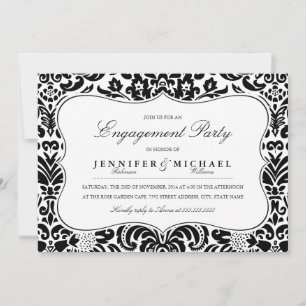 Elegant Damask Engagement Party Invitation