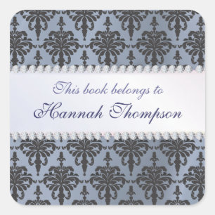 Elegant Damask Ex Libris Book Label