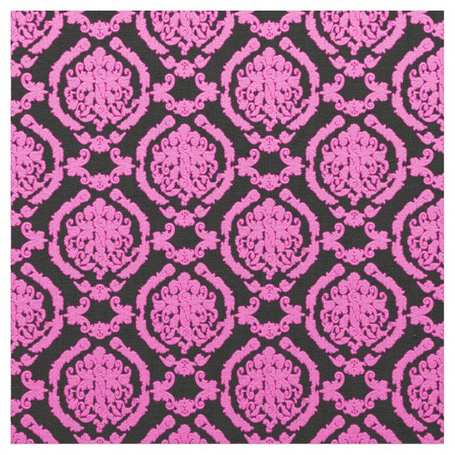Elegant Damask Fabric Pink (Close Up)