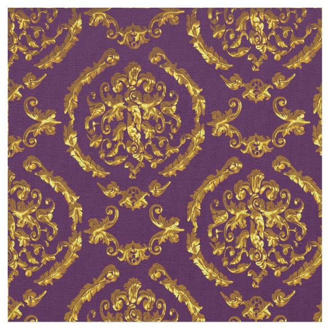 Elegant Damask Fabric Purple (Close Up)