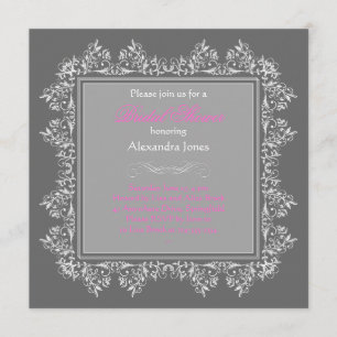 Elegant Damask Filigree Bridal Shower Party 6 Invitation