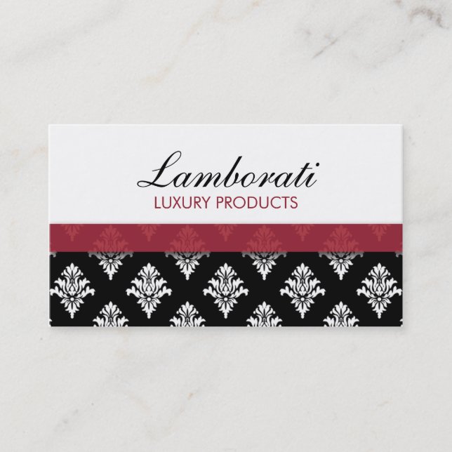 Elegant Damask Floral Pattern Modern Stylish Business Card (Front)