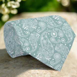 Elegant Damask Flower On Light Green Background Tie