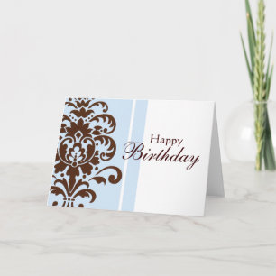 Elegant Damask for Happy Birthday - Customised Card