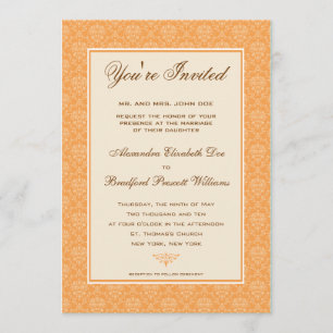 Elegant Damask Formal Wedding Invitation :: coral
