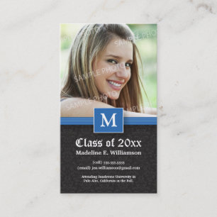 Elegant Damask Graduation Status Card (blue)