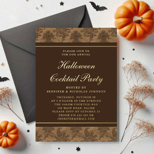 Elegant Damask Halloween Cocktail Party Gold