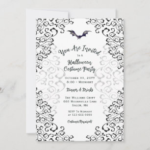 Elegant Damask Halloween Costume Party Invitation