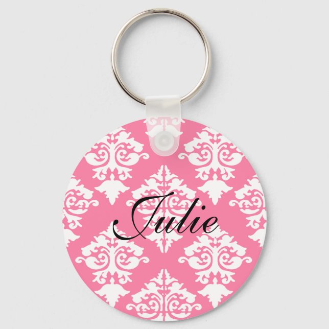 Elegant damask keychain (Front)