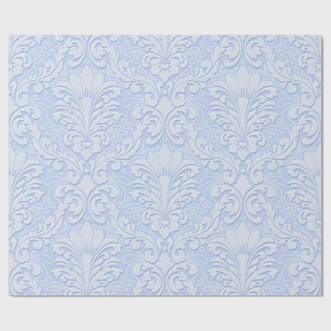 Elegant Damask light blue Wrapping Paper (Flat)