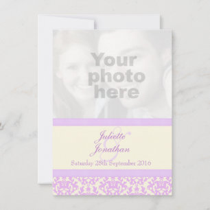 Elegant damask lilac & cream wedding invitation
