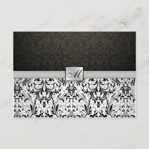 Elegant Damask Monogram Thank You Card