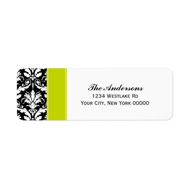 Elegant Damask Pattern Address Labels (Front)