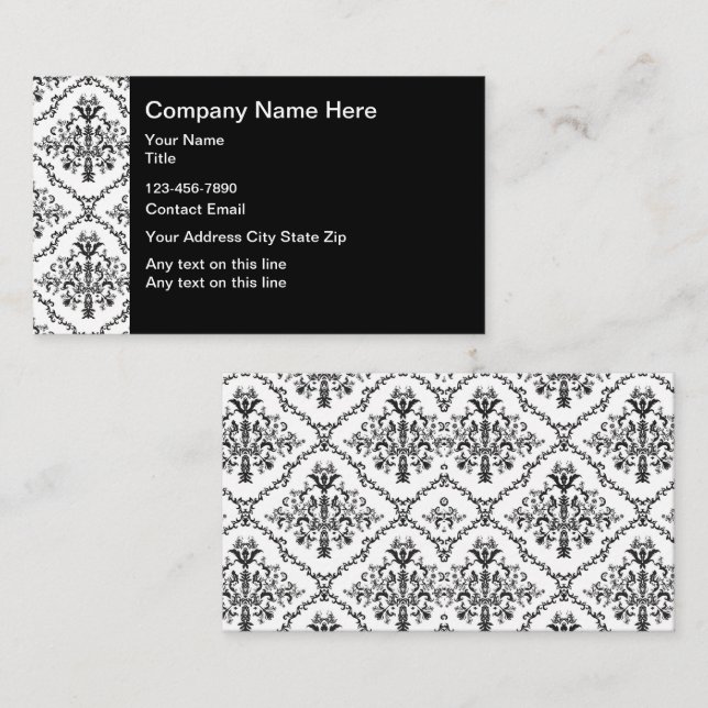 Elegant Damask Pattern Classy Business Cards (Front/Back)