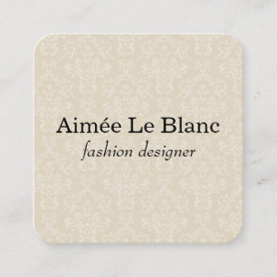 Elegant Damask Pattern (cream) Square Business Card