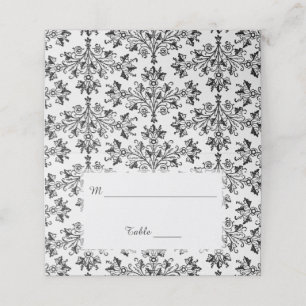 Elegant Damask Pattern Folded Table Cards