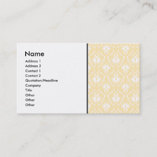 Elegant damask pattern. Light gold colour. Business Card